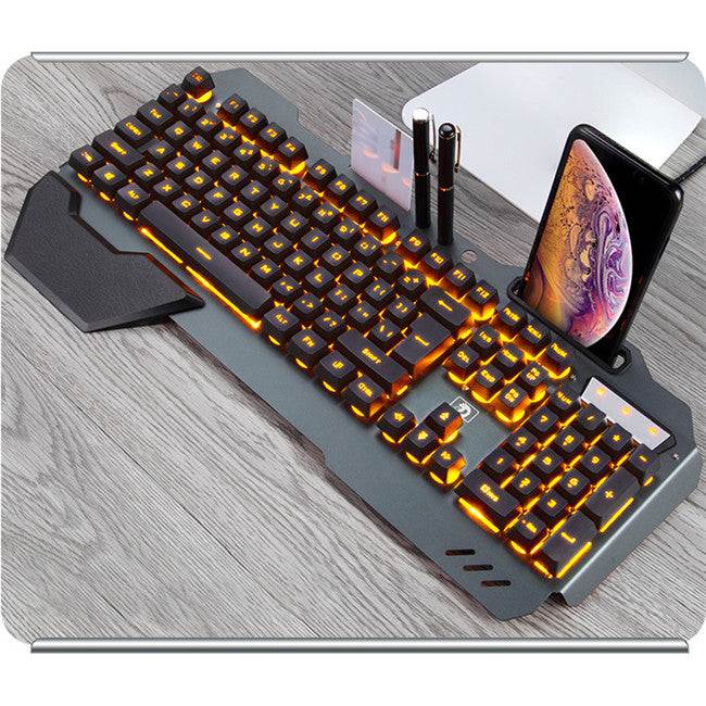 ergonomic mechanical keyboard with rgb backlight and metal construction