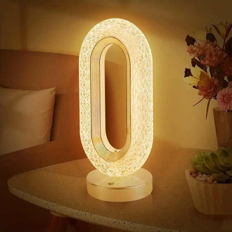 Creative LED crystal table lamp with touch control and adjustable brightness