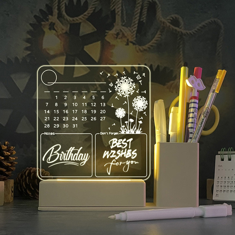 Acrylkalender-Memoboard mit LED-Nachtlicht