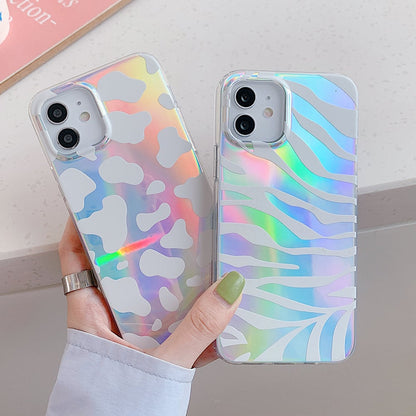 Double-Sided Laminating Laser Zebra and Leopard Print Phone Case