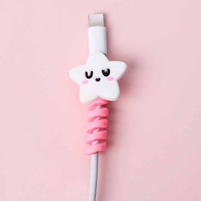 Cartoon Spiral USB Cable Protector Silicone Bobbin Organizer