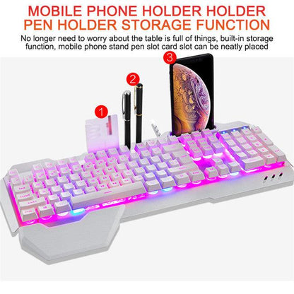 ergonomic mechanical keyboard with rgb backlight and metal build