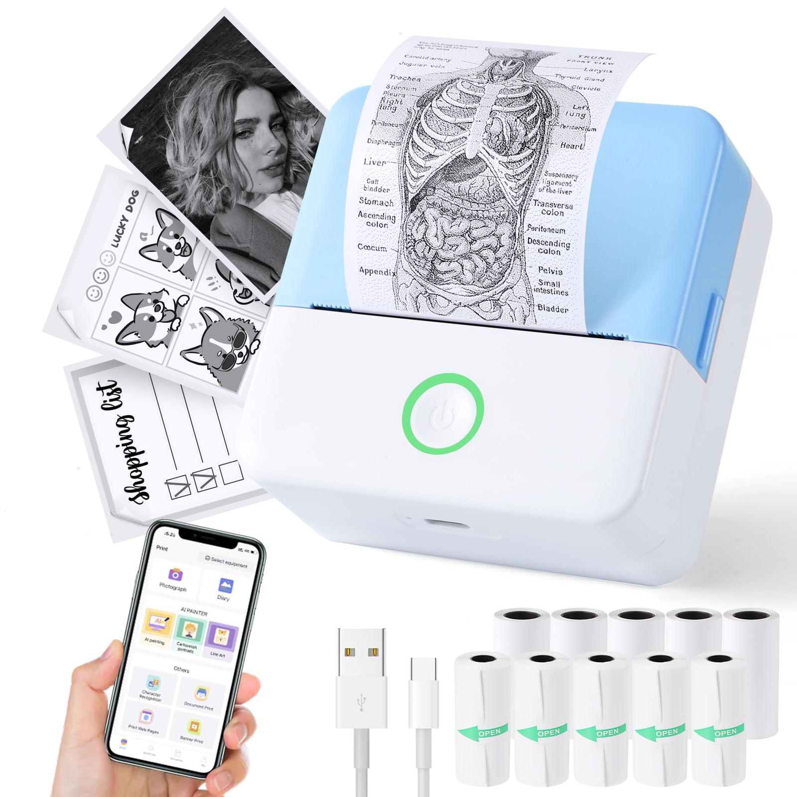 Thermal Mini Printer Portable Inkless Sticker Maker