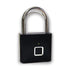 Smart fingerprint padlock in black and silver for home and bags with biometric unlocking and rechargeable battery