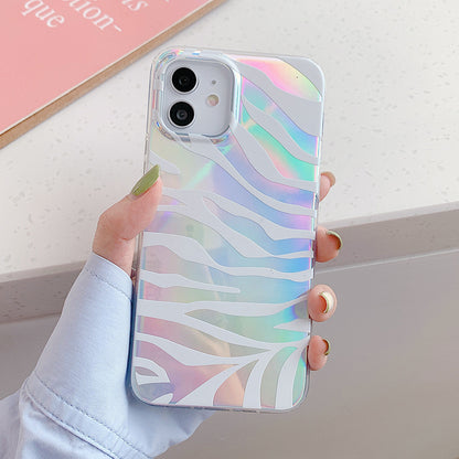 Double-Sided Laminating Laser Zebra and Leopard Print Phone Case