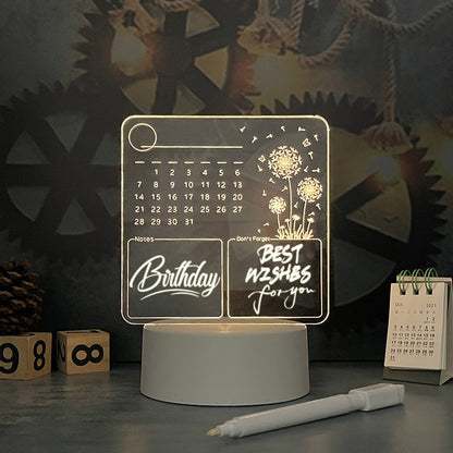 Acrylkalender-Memoboard mit LED-Nachtlicht