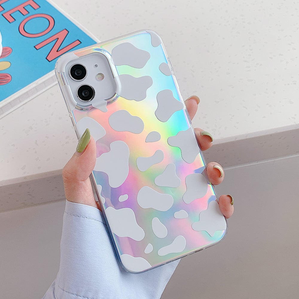 Double-Sided Laminating Laser Zebra and Leopard Print Phone Case