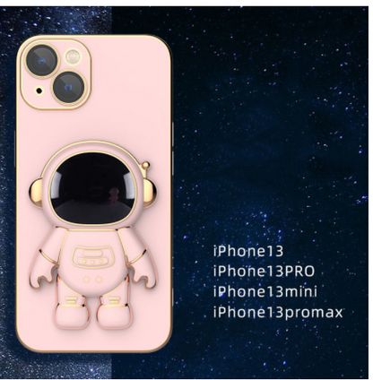 Stereo astronaut phone case in various vibrant colors with electroplating bear design and TPU material