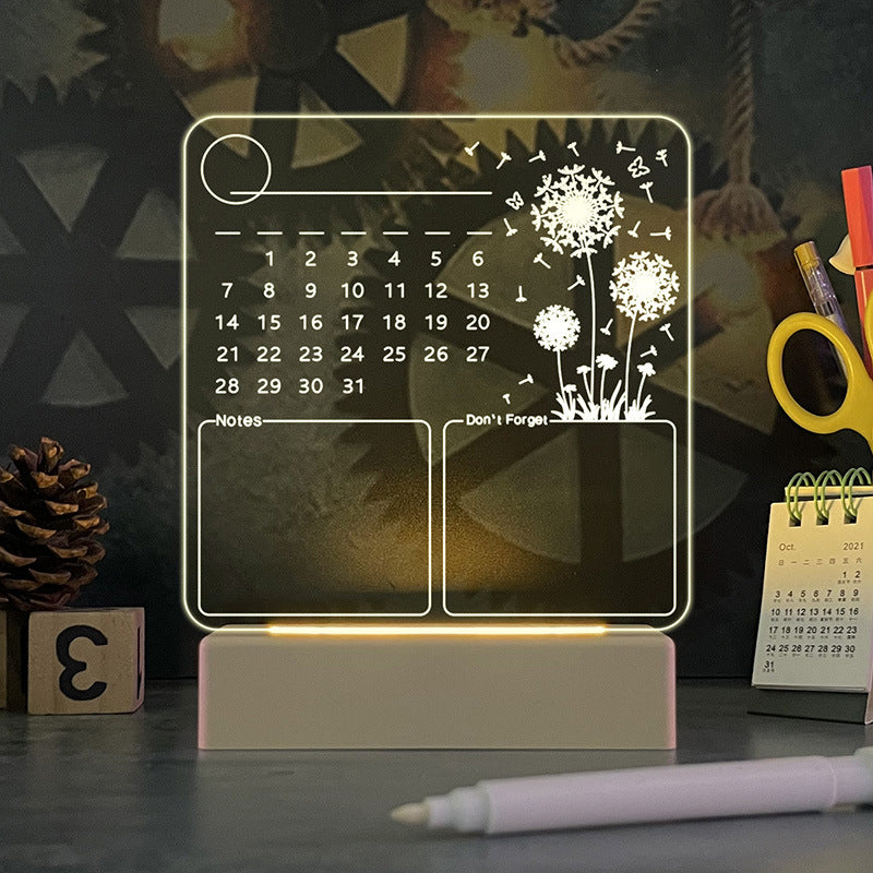 Acrylkalender-Memoboard mit LED-Nachtlicht