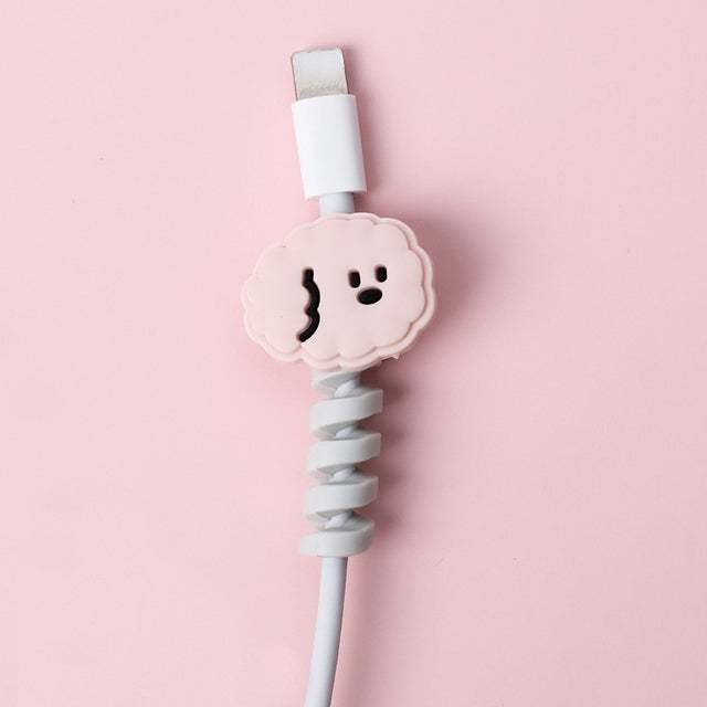 Cartoon spiral silicone USB cable protector and organizer bobbin