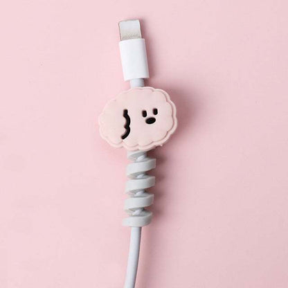 Cartoon spiral silicone USB cable protector and organizer bobbin