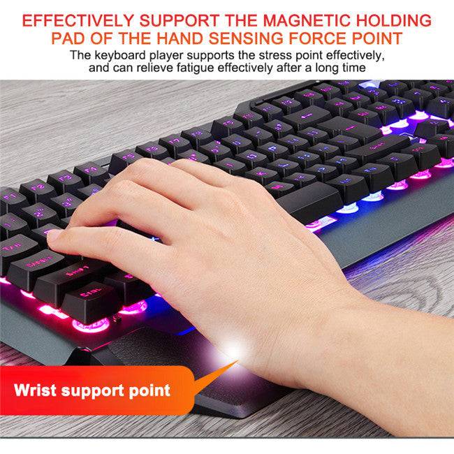 ergonomic mechanical keyboard with rgb backlight and metal construction