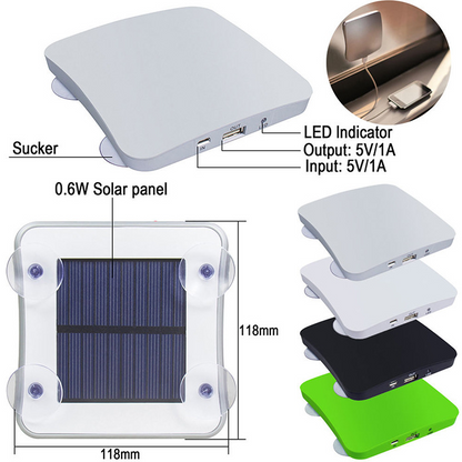 Solarbetriebenes tragbares Ladegerät mit Saugnapf (Powerbank)