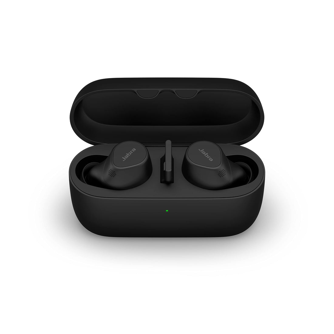 Jabra Evolve2 true wireless earbuds with compact design, adjustable ANC, Bluetooth multipoint, and long battery life for hybrid work.