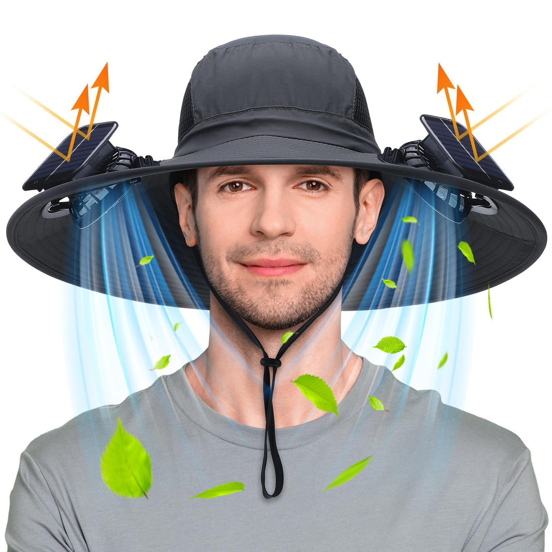 Berlune Men Sun Hat with 2 Solar Fan Fishing Hats